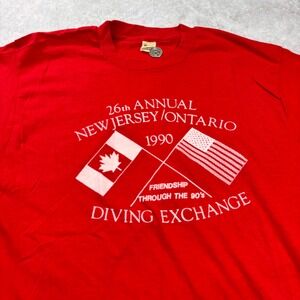 Vintage 1990 New Jersey Ontario Diving Exchange TShirt Screen Star XL Canada USA